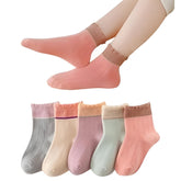 MOMISY 5 Pairs Baby Kids Girl Boys Tube Socks Toddlers Comfortable Ankel Length gifts (Lace2Color, 1 to 3 year)