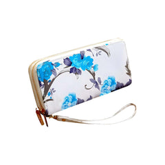 MOMISY Women's PU Leather Clutch Purse, Party Wedding Wallet with Zipper (Blue)