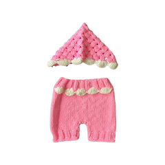 MOMISY Handmade Crochet Baby Photoshoot Photography Props, Pant Cap Costume, Pink