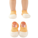 MOMISY Anti-Skid leather soled 2 Color Shoe Socks for Baby Boys and Baby Girls-12 to 24 months, Medium (Orange, 12-24 Months)