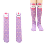 MOMISY 1 Pair of Baby Spring Winter And Autumn Combed Cotton Long Tube Knee-High Socks Suitable Age of 3 to 12 Years (IN, Age, 3 Years, 12 Years, PurpleRabbit)