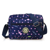 MOMISY Women Mobile Messenger Bag Ladies Nylon Shoulder Cross Body Long Strap for College, Outing, Travelling, Work (Medium, BluePinkPolka)