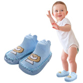 MOMISY Anti-Skid leather soled Shoe Socks for Baby Boys and Baby Girls-12 to 18 months, Medium, Blue