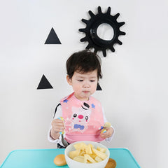 MOMISY Baby Bib For Newborn Waterproof Silicone Apron Wipeable Stain Resistant With pocket For 6 months and up (Pink-Pig)