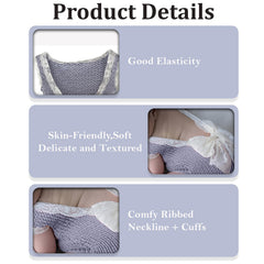 MOMISY Baby girl's Photography Photoshoot Costume,crochet Romper with lace boarder and lace bow on backside (Grey, Newborn)