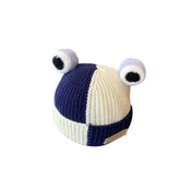 MOMISY Baby Beanie Hat, Chess Warm Toddlers Winter Hat, Double Pom Pom Beanies for Boys & Girls Woolen Knitted Cap (6 Months - 2 Years) (Navy)