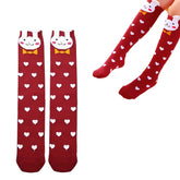 MOMISY 1 Pair of Baby Spring Winter And Autumn Combed Cotton Long Tube Knee-High Socks Suitable Age of 3 to 12 Years (IN, Age, 3 Years, 12 Years, BunnyHeart)