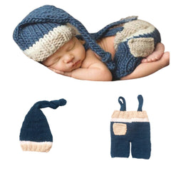 MOMISY Baby Photography Props, Includes Pant & Cap for Kids Parties Anniversaries Photography-Set of 2 Pieces-Blue-Beige