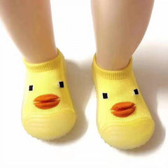 MOMISY Baby Anti-Skid Shoe Socks, Rubber Sole, Unisex, Low Top, Indoor Casual Wear, 3 Pairs (IN, Age, 6 Months, 12 Months, Yellow)