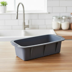 MOMISY Silicone Bread & Loaf Pan Mould | Fruit Cake, Pastry Making Pan | Baking Mould Rectangle (Grey)