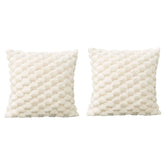 MOMISY Corduroy Cushion Throw Pillow Covers, Honeycomb Pattern, 45 x 45 cm, Pack of 2 (White)