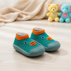MOMISY Baby Anti-Skid Shoe Socks, Rubber Sole, Unisex, Low Top, Indoor Casual Wear, 3 Pairs (IN, Age, 12 Months, 18 Months, Green)