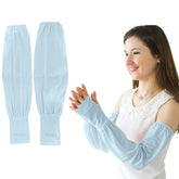 MOMISY UV Sun Protection Arm Sleeves for Women, Loose-Fit Cooling Cover, 1 Pair (Blue)