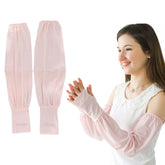 MOMISY UV Sun Protection Arm Sleeves for Women, Loose-Fit Cooling Cover, 1 Pair (Pink)