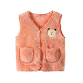 MOMISY Unisex Baby Girls Boys Faux Fur Sleeveless Vest Coat Lightweight V-Neck Short Gilet for Toddler (1 to 2 Years, Beige)