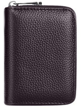 MOMISY PU Leather Credit Debit Card Holder Wallet Card Case ID Case Organizer Holder Zipper Wallet Coin Purse for Men & Women (14 Slots Brown)