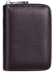 MOMISY PU Leather Credit Debit Card Holder Wallet Card Case ID Case Organizer Holder Zipper Wallet Coin Purse for Men & Women (14 Slots Brown)