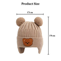MOMISY Baby Beanie Winter Hat, Rainbow Warm Toddlers Beanies for Kids Boys & Girls Woolen Knitted Cap (6 Months - 2 Years) (Bear Khaki)