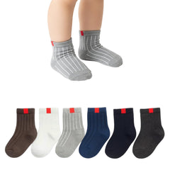 MOMISY 6 Pairs Girl Boys Toddlers Infant Solid Color Socks Cotton Kids Tube Ankle Socks - Multicolor (IN, Age, 1 Year, 2 Years, Multicolor)