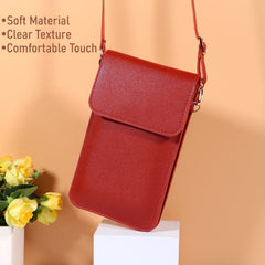 MOMISY Women Cellphone Sling Bag Card Holder Wallet Purse Clutch Handbag Crossbody Shoulder Bag for Girls (Red)