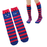 MOMISY 1 Pair of Baby Spring Winter And Autumn Combed Cotton Long Tube Knee-High Socks Suitable Age of 3 to 12 Years (IN, Age, 3 Years, 12 Years, DarkPinkBlueStripes)
