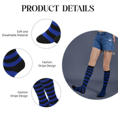 MOMISY Knee Socks for Womenand Girls Premium Cotton Blend, Breathable Long Knee High Stockings, Ultimate Comfort and Style, Ideal for Daily Use- Pack of 1 (Free Size) (Dark Blue Black)