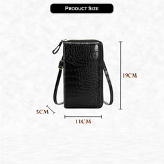 MOMISY Multi-Function Crossbody bags for Women Mobile Cell Phone Holder Card Pocket Bag Stylish PU Leather Sling Bags for Women Girls Purse Wallet Mini Shoulder Bags-Crocodile Pattern (Black)
