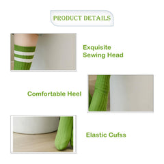 MOMISY 3 Pairs Combed Cotton Knee-High Socks, Striped, 3-5 Years