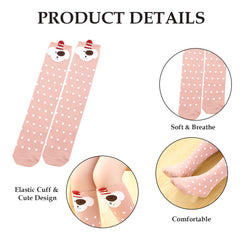 MOMISY 1 Pair of Baby Spring Winter And Autumn Combed Cotton Long Tube Knee-High Socks Suitable Age of 3 to 12 Years (IN, Age, 3 Years, 12 Years, PinkPolkaPuppy)