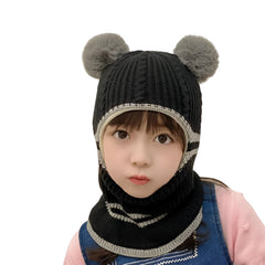 MOMISY Winter Soft Woolen Monkey Cap with Velvet Lining for Baby Boys, Girls, Infant, Toddler, 2-5 Years (in, Age, 2 Years, 5 Years, Black)