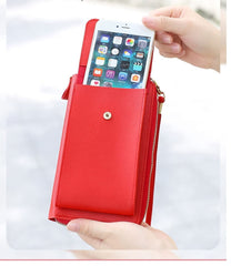 MOMISY Women Cellphone Sling Bag Card Holder Wallet Handbag Crossbody multi-function Shoulder Bag for Girls (Red)