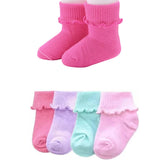 MOMISY Baby Girl Boys Toddlers Infant lace Socks Combed Cotton Stretch-Plain-Multicolour-Set of 4 (4 to 6 year)