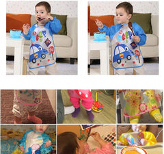 MOMISY Waterproof Art Smock Painting Apron Bib Full Sleeve Cartoon Animal for kids children Infants Toddler baby Boys Girls-Pink Bear