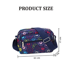 MOMISY Women Mobile Messenger cellphone Bag Ladies Nylon Shoulder Cross Body Long Strap for College, Outing, Travelling, Work (Medium, Stamp)