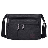 MOMISY Canvas Sling Cross Body Bag Travel Side Bag Office Messenger Bag Business Bag Multi Pocket Shoulder Bag Money Bag for Adults, Men and Women (Black)