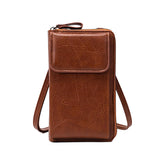 MOMISY Multi-Function Crossbody bags for Women Mobile Cell Phone Holder Card Pocket Bag Stylish PU Leather Sling Bags for Women Girls Purse Wallet Mini Shoulder Bags (Brown)