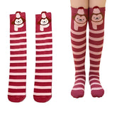 MOMISY 1 Pair of Baby Spring Winter And Autumn Combed Cotton Long Tube Knee-High Socks Suitable Age of 3 to 12 Years (IN, Age, 3 Years, 12 Years, BurgundyStripe)