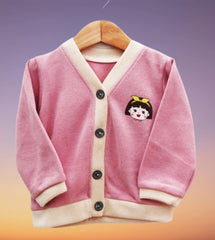 MOMISY Cotton Blend Baby Boy & Girls Sweater Jacket Front Open Cardigan (4 to 5 Years, Pink)