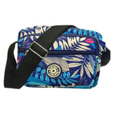 MOMISY Women Mobile Messenger cellphone Bag Ladies Nylon Shoulder Cross Body Long Strap for College, Outing, Travelling, Work (Medium, BlueLeaves)