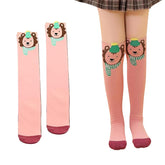 MOMISY 1 Pair of Baby Spring Winter And Autumn Combed Cotton Long Tube Knee-High Socks Suitable Age of 3 to 12 Years (IN, Age, 3 Years, 12 Years, PeachLion)