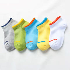MOMISY 5 Pairs Girl Boys Tube Socks Toddlers Infant Solid Color Boat Spring and Autumn Socks Stretch Baby kids Sock (IN, Age, 6 Years, 8 Years, 1Striped)