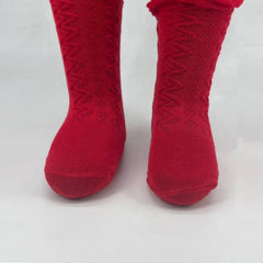 MOMISY 3 Pairs of Baby Spring Winter And Autumn Combed Cotton Long Tube Knee-High Socks (IN, Age, 0 Months, 12 Months, RedBlackOffWhite)