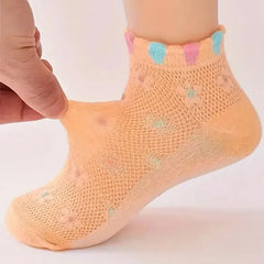 MOMISY 5 Pairs Baby Girl Boys Tube Socks Toddlers Infant Solid Color Boat Spring and Autumn Socks Stretch Baby Sock - Multicolor (IN, Age, 3 Years, 5 Years, Net Flower)