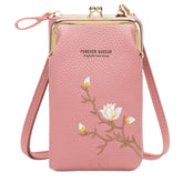 MOMISY Mobile Bag Cellphone Sling Bag Card Holder Wallet Handbag Crossbody multi-function Shoulder Bag for Girls & Women-Embroidery (Pink)