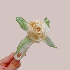 MOMISY Hair Clips for Styling, Camellia Fabric Pins for Women and Girls, Colorful (Beige, Free)