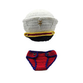 MOMISY Newborn Photography Props, Baby Girl Boy Photo Props, Infant Hand Crocheted Marine Diaper and Hat, White Red