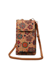 MOMISY Mobile Bag, Cellphone Sling Bag, Card Holder Wallet, Crossbody Bag, PU Leather, for Girls (Flower)