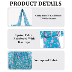 MOMISY Designer Pattern Reusable and Foldable Shopping Bag/Tote Hand bag/Travel Bag/Grocery Bag | Heavy Duty, Eco Friendly | Compact, Lightweight and Convenient (Blue Flamingo)