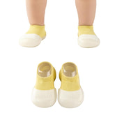 MOMISY Anti-Skid leather soled 2 Color Shoe Socks for Baby Boys and Baby Girls-12 to 24 months, Medium (Yellow, 12-24 Months)