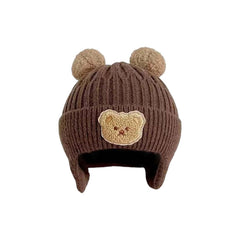 MOMISY Baby Beanie Winter Hat, Rainbow Warm Toddlers Beanies for Kids Boys & Girls Woolen Knitted Cap (6 Months - 2 Years) (Bear Brown)
